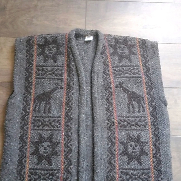 VTG 90S NUSTA 100% WOOL BOHO SUN VEST MADE IN ECUADOR MENS XXL - Picture 3 of 7